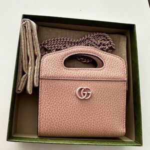 Gucci Purse GG Marmont Top Handle Card Case Wallet Light Pink